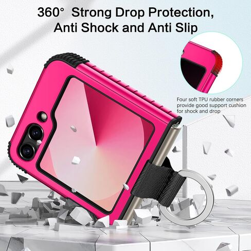 GUAGUA متوافق مع جراب Samsung Galaxy Z Flip 5 5G 6.7 بوصة هجين 2 في 1 من البولي كربونات الصلب الناعم من مادة TPU شديدة التحمل ومضادة للصدمات غطاء هاتف واقٍ لكامل الجسم لهاتف Samsung Z Flip5، وردي/نعناعي in Saudi Arabia