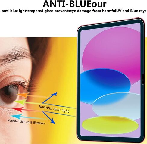 [2 Pack] Blue Light Screen Protector for iPad 10.9 10th Generation 2022 A2696/A2757/A2777,Tempered Glass Film Guard for iPad 10th Gen 10.9" 2022 Release in Kuwait