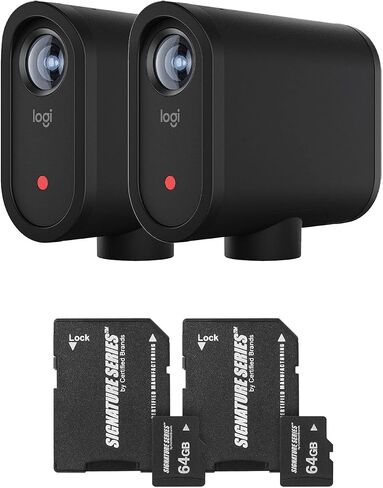 Logitech for Creators Mevo Start Wireless Live Streaming Camera | 1080p HD Video with App Control, Stream via LTE or WiFi, Multicam Compatible | Signature Series 64GB Micro SDXC Card - 3 Pack in Kuwait
