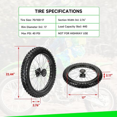 90/100-14 3.00-14 14 بوصة مجموعة عجلة إطار الدراجة الترابية الخلفية متوافقة مع SSR Apollo 150cc 140cc 125cc CR80R CR85R CRF80F CRF125F DB17 KX85 KLX65 KLX140 TT125 أجزاء موتوكروس للطرق الوعرة in Kuwait