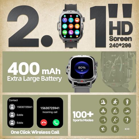 Smart Waterproof Watch V21 - Compatible with iPhone & Android, Fitness Tracker, Heart Rate Monitor, Fitness Tracker with 100+ Sport Modes in Saudi Arabia