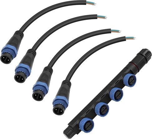 PNGKNYOCN 4 Way M15 IP67 Waterproof Connector Box 2 Pole Wire and 2-pin Cable for Installation Projects of Indoor/Outdoor LED Lights in The Line Area in Saudi Arabia