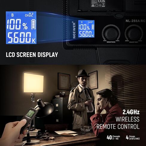Neewer 13" Led Video Light Panel Lighting Kit, 2-Pack Dimmable Bi-Color Soft Lights with Light Stand, Built-in 8000mAh Battery, 3200K~5600K CRI 95+ 2400Lux for Game/Live Stream/YouTube/Photography in Saudi Arabia