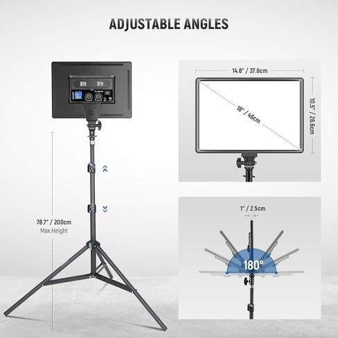 Neewer 13" Led Video Light Panel Lighting Kit, 2-Pack Dimmable Bi-Color Soft Lights with Light Stand, Built-in 8000mAh Battery, 3200K~5600K CRI 95+ 2400Lux for Game/Live Stream/YouTube/Photography in Saudi Arabia