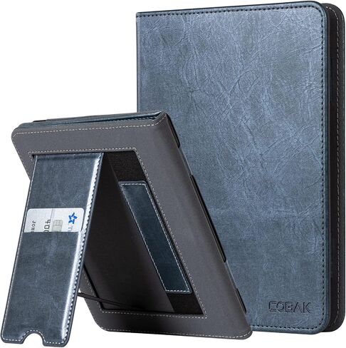 CoBak Case with Stand for Kindle Paperwhite - Durable PU Leather Cover with Auto Sleep Wake, Card Slot, Hand Strap Feature - Fits Kindle Paperwhite 11th Generation 6.8" Signature Edition 2021 Released in Saudi Arabia