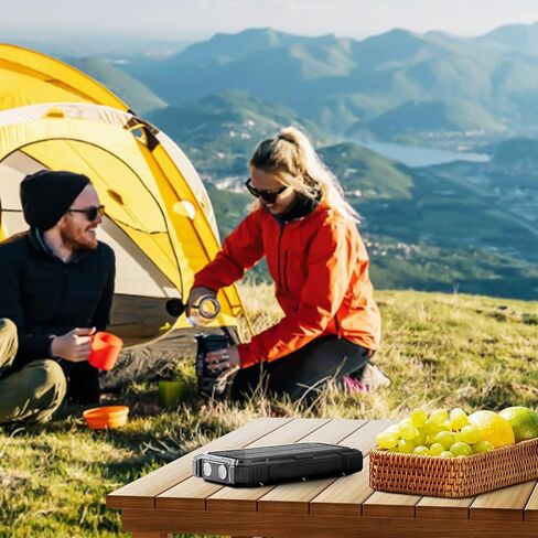 بنك الطاقة لشاحن الطاقة الشمسية من WONGKUO - شاحن هاتف شمسي بقدرة 49800 مللي أمبير في الساعة مع مدخل/مخرج USB-C، شحن سريع QC 3.0 مع مصباح يدوي LED، بنك طاقة محمول مدمج بـ 4 كابلات، IP65 مقاوم للماء مناسب للأماكن الخارجية in Kuwait