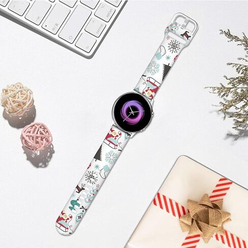 Abanen Christmas Decorate Watch Bands for Samsung Galaxy Watch 7 40mm/44mm، Galaxy Watch 6 40mm/44mm، هدية سانتا عيد الميلاد مطبوعة حزام معصم من السيليكون الناعم لساعة Galaxy 5/4 in Kuwait