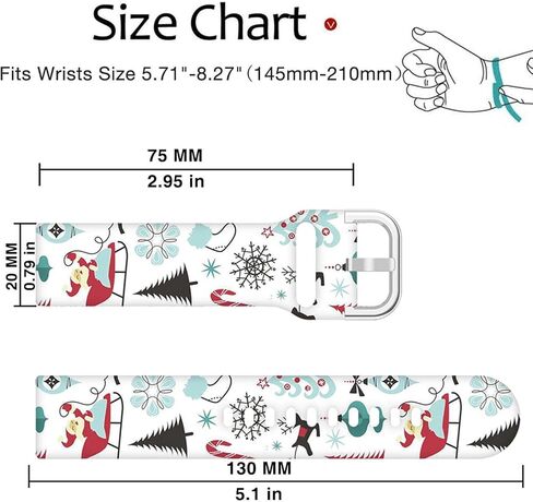 Abanen Christmas Decorate Watch Bands for Samsung Galaxy Watch 7 40mm/44mm، Galaxy Watch 6 40mm/44mm، هدية سانتا عيد الميلاد مطبوعة حزام معصم من السيليكون الناعم لساعة Galaxy 5/4 in Kuwait
