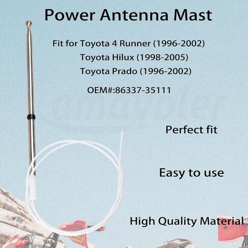 سارية هوائي هوائي مناسب لسيارة Toyota 4 Runner 1996-2002، Toyota Prado 1996-2002، Toyota Hilux 1998-2005. OEM #: 86337-35111. in Saudi Arabia