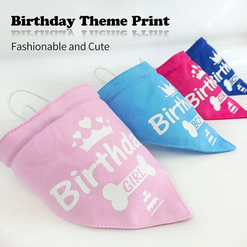 Dog Birthday Bandanas 2 Pack,Reversible Adjustable Pet Scarf for Boy and Girl Small Medium Large Dogs or Cats,Pet Birthday Party,Daily Wear (Pink, Large) in Saudi Arabia