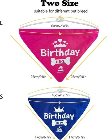 Dog Birthday Bandanas 2 Pack,Reversible Adjustable Pet Scarf for Boy and Girl Small Medium Large Dogs or Cats,Pet Birthday Party,Daily Wear (Pink, Large) in Saudi Arabia