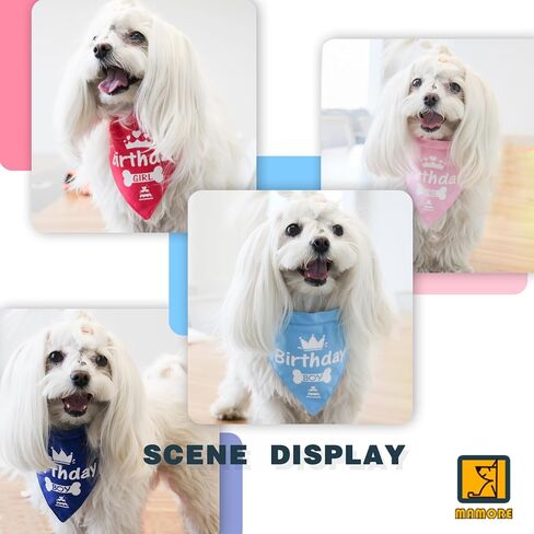 Dog Birthday Bandanas 2 Pack,Reversible Adjustable Pet Scarf for Boy and Girl Small Medium Large Dogs or Cats,Pet Birthday Party,Daily Wear (Pink, Large) in Saudi Arabia