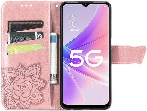 Compatible with Oneplus Nord N300 5G Wallet Case for Women, Leather Flip Folio with Kickstand Magnetic and Card Holder Protective Case for Oneplus Nord N300 5G Butterfly Pink SD in Saudi Arabia