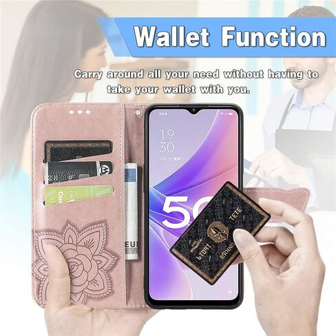 Compatible with Oneplus Nord N300 5G Wallet Case for Women, Leather Flip Folio with Kickstand Magnetic and Card Holder Protective Case for Oneplus Nord N300 5G Butterfly Pink SD in Saudi Arabia
