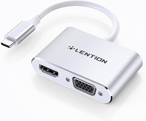 محول LENTION USB C إلى HDMI وVGA، ومحول HDMI إلى USB C، لشاشة مزدوجة متوافقة مع 2021-2016 MacBook Pro 13/15/16، Mac Air/iPad Pro الجديد، Surface، Lenovo، المزيد، برنامج تشغيل ثابت معتمد (C51s، فضي ) in Kuwait