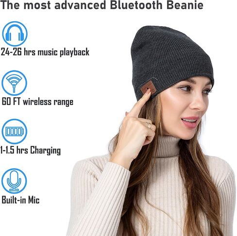 Bluetooth Beanie, Bluetooth V5.2 Wireless Knitted Winter hat, 24 Hour Play time in Saudi Arabia