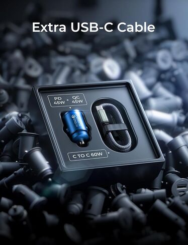 AINOPE 90W USB C Car Charger Super Fast Charging, Fast Car Charger with Nylon Type C Cable Mini Cigarette Lighter USB Charger for iPhone 16 Pro Max 15 Plus 14 Samsung S24 Ultra,Piexl 7 iPad, Blue in Kuwait