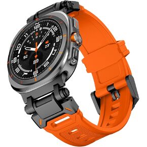 FULLIFE Compatible with Samsung Galaxy Watch Ultra Bands 47mm Accessories for Men Women, Silicone Rubber Bands for Stainless Steel Metal Connector No Gap Band for Galaxy Watch 7 Ultra (2024) in Kuwait