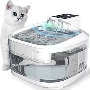 Cat Water Fountain Wireless,Pet Water Fountain Battery Operated,4.5L/150oz Large Automatic Dog Water Dispenser, Drink Fountains for Cats Indoor Cordless with Motion Sensor,Rechargeable Water Feeder