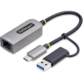 StarTech.com 2.5GbE USB-C to Ethernet Adapter with USB-A Converter, NBASE-T NIC, USB 3.0 Type-C 2.5/1G Multi Speed Network