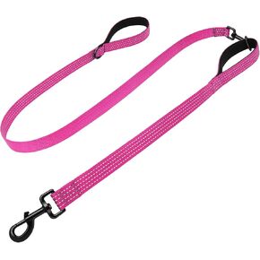Dog Leash Set (4Ft+2FT) Nylon,2 Handles by Padded Traffic Handle for Extra Control,Reflective Dog Leash for Medium Large Dogs, Purple