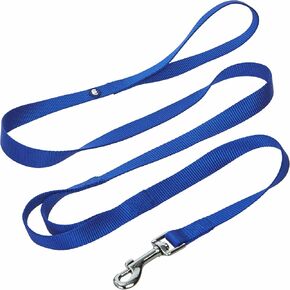 Blueberry Pet Essentials Double Handle Dog Leash for Traffic Control | 4ft. x 1" Large Dog Leash | Classic Dog Leash with Two Handles for Dogs That Pull | Nylon 2 Handle Dog Leash in Royal Blue