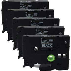 NEOUZA 5PK Compatible for Brother P-Touch Laminated Tze Tz Label Tape Cartridge 9mm x 8m (TZe-325 White on Black)