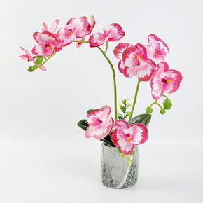 Artificial Orchids Flowers with Vase for Home Decor Indoor Bathroom Decoration Potted Office Table Centerpieces Arrangements Fake Orchid Plants Real Touch 15In White
