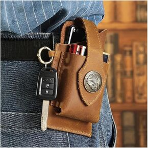 2023 New Multifunctional Leather Mobile Phone Bag with Belt Clip, Premium Rugged Leather Cell Phone Holster with Belt Loop, Belt Phone Pouches Holder for All Phones (Black)