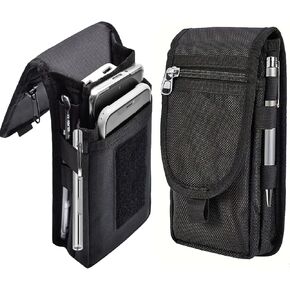 Dual Cell Phone Holster Tactical Pouch One Case Two Phones Double Holsters Belt Holder Molle Waist Bag for Moto G Play Power Stylus 5G, Samsung Galaxy S20 S21 S22 S23 S24 Ultra Plus FE A15 A14 A35 A25
