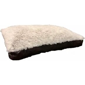 Aspen Pet 36 x 27 Inch Faux Leather Gusseted Polyester Fill Plush Fabric Pillow Dog Pet Bed with Removeable Outer Cover, Taupe/Brown