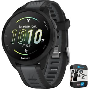 Garmin 010-02863-30 Forerunner 165 Music Smart Sport Watch, Black + Slate Gray | Official USA Partner Model | Bundle with 2 YR CPS Enhanced Protection Pack
