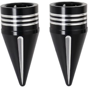 CNC Spike Front Axle Nut Covers Caps Compatible for Harley Touring Street Glide Fat Boy Road King Trike Iron 883 Electra Glide Tri Glide Dyna 2008-later Chrome