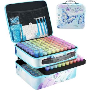LIRUNQIU Diamond Painting Storage Containers, 60 Slots Diamond Painting Accessories and Tools for Diamond Art Organizer Case(Green)