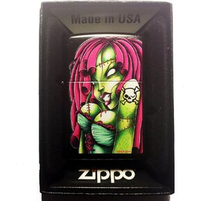 Rare Sexy Hot Green/Pink Zombie Babe Custom Exclusive Zippo Lighter