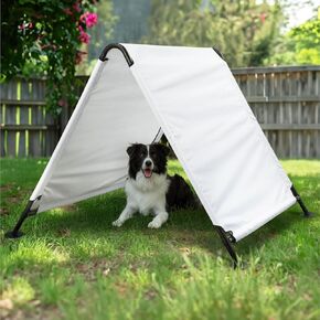 Navaris Triangle Dog Shade Shelter - UV Protected & Waterproof Outdoor Canopy for Dogs - Sturdy Pop Up Tent for Dogs with Cooling White Fabric - Ideal Sun Shelter for Dogs or Cats