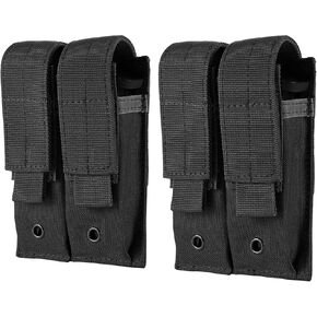 2 Pack Tactical Double Pistol Mag Pouch Outdoor Molle Open-Top Magazine Pouch for Glock M1911 92F