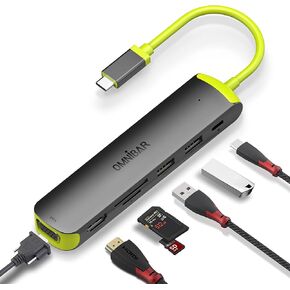 Omibar USB C Hub,USB-C Multiport Adapter 4 in 1 with 4K HDMI,100W Power Delivery, 2 USB 3.0 Data Ports, USB C to HDMI Hub Dongle for Laptop, MacBook Pro/Air, iPad Pro, iMac, iPhone 15 Pro/Max, XPS