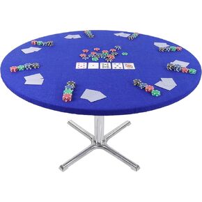Felt Poker Table Cover Round Fitted - 36-48in Stretch Fit Black Felt Card Table Cover - Table Cloth Protector for Mah Jong, Poker, Dominoes and Casino Game Night