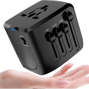 Universal Travel Adapter and Voltage Converter Comb, Step Down 220V to 110V Travel Converter for Hair Dryer, All-in-one Power Adapter for US to Europe UK AU Asia 200+Countries