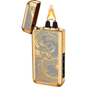 YOZWOO Electric Lighter Rechargeable Type-C Lighter Plasma Arc Lighter Large Flame Windproof Lighter Electronic Lighter with Smart Long Life Chip for Outdoor Camping, Hiking, BBQ (Black Dragon)
