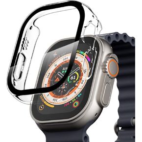 PZOZ (2 Pack) iWatch Case Compatible for Apple Watch Series Ultra 49mm Hard Case with Tempered Glass Screen Protector, Slim Hard PC Cover, Thin Bumper Full Coverage Accessories (Black)