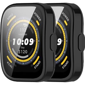 Chofit Compatible with Amazfit Bip 5 Screen Protector Overall Protective Case Flexible TPU HD Ultra-Thin Cover for Amazfit Bip 5 Case Smartwatch Accessories (Black&Black)