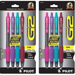 Pilot, G2 Premium Gel Roller Pens, Fine Point 0.7 mm, Red, Pack of 4