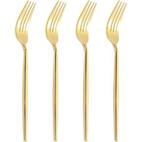 U-QE 180Pcs Gold Plastic Forks, Disposable Heavy Duty Plastic Forks, Heavyweight Plastic Forks, Gold Plastic Silverware Perfect For Parties，Weddings and Other Daily Events