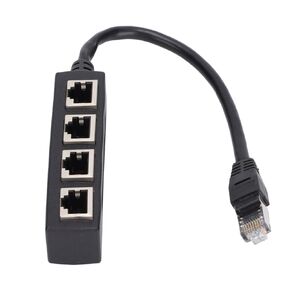 RJ45 Splitter Adapter, 1 Male to 4 Female Ethernet Cable Splitter, Gold Plated Core, Compatible with ADSL, Hub, Router, for All Networks and Broadband Connections