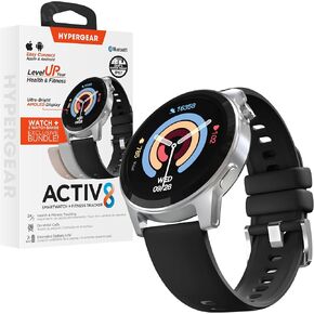 HyperGear Activ8 Smartwatch with Fitness Tracker and Silicone Bands 20+ Exercise Modes, Heart Rate Monitor, Blood Pressure, SpO2 Monitors, All Day Fitness Tracking, 7 Day Battery Life