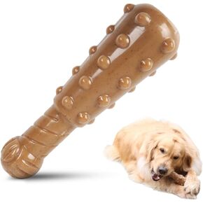 Interactive Squeaky Dog Chew Toy - Baseball Bat Shape - for Medium to Large Aggressive Chewers - Non-Toxic, Tough Rubber - Cleans Teeth & Promotes Dental Health - Ideal for Fetch & Play