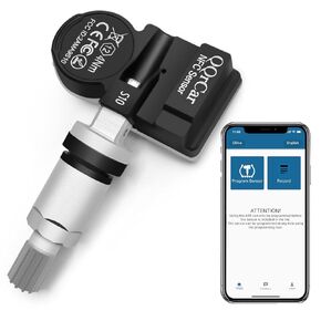 مجموعة من 4 أجهزة استشعار TPMS - مستشعر TPMS عالمي قابل للبرمجة 315 ميجا هرتز + 433 ميجا هرتز، QQrCar OE-Level NXP أحدث 88 شريحة مستشعر نظام مراقبة ضغط الإطارات لـ 99.99% من المركبات