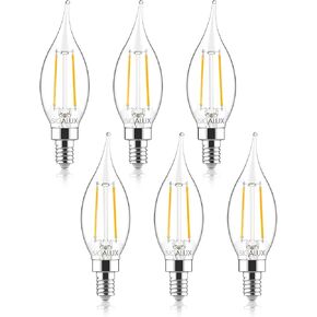 Sigalux E12 LED Bulb Candelabra Base Dimmable, LED Chandelier Light Bulbs, 60 Watt Equivalent Candelabra LED Light Bulbs, B10 2700K Soft White, Type B Filament Candle Light Bulbs UL Listed, 12 Pack